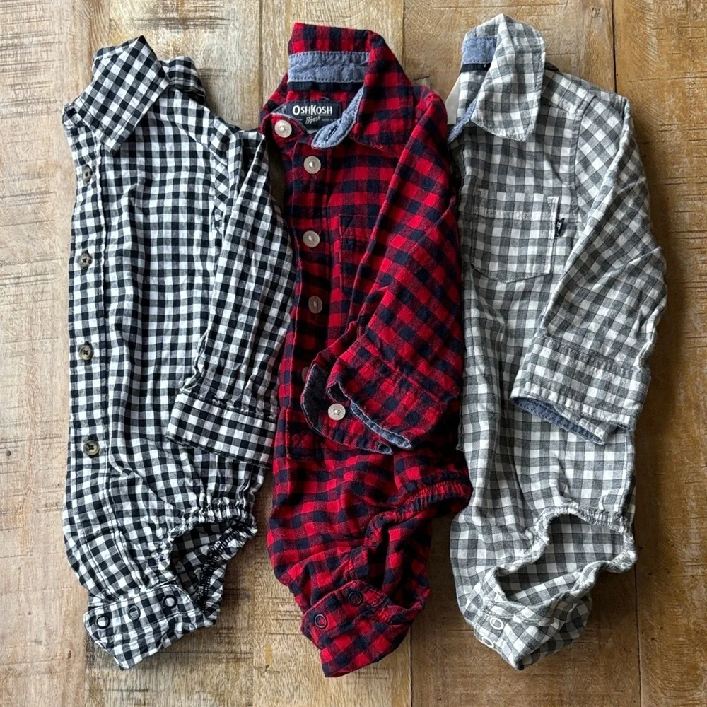 OshKosh Checkered Baby Bodysuit Shirts 9m
